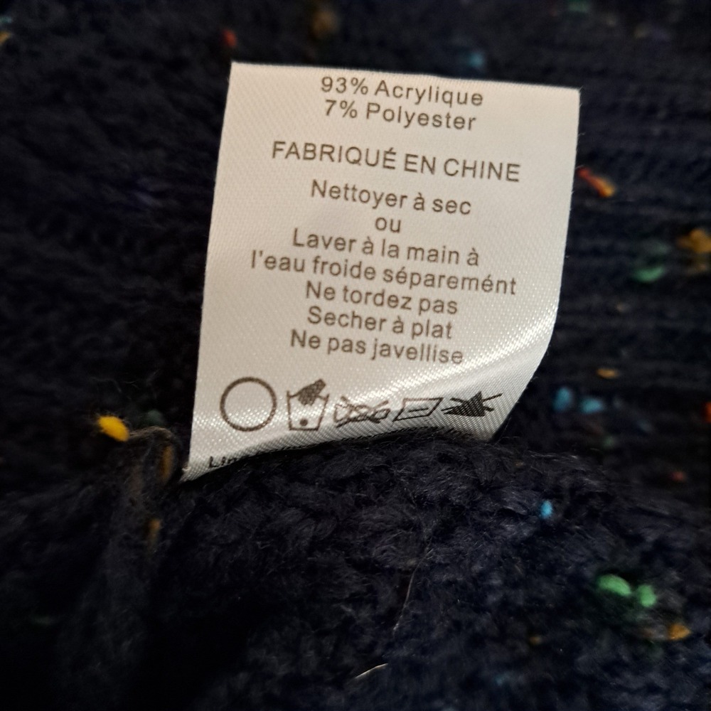 John + Jenn Sweater S Navy Rainbow Confetti Cable Knit Tie Open Back Grommet 914 - Picture 10 of 12